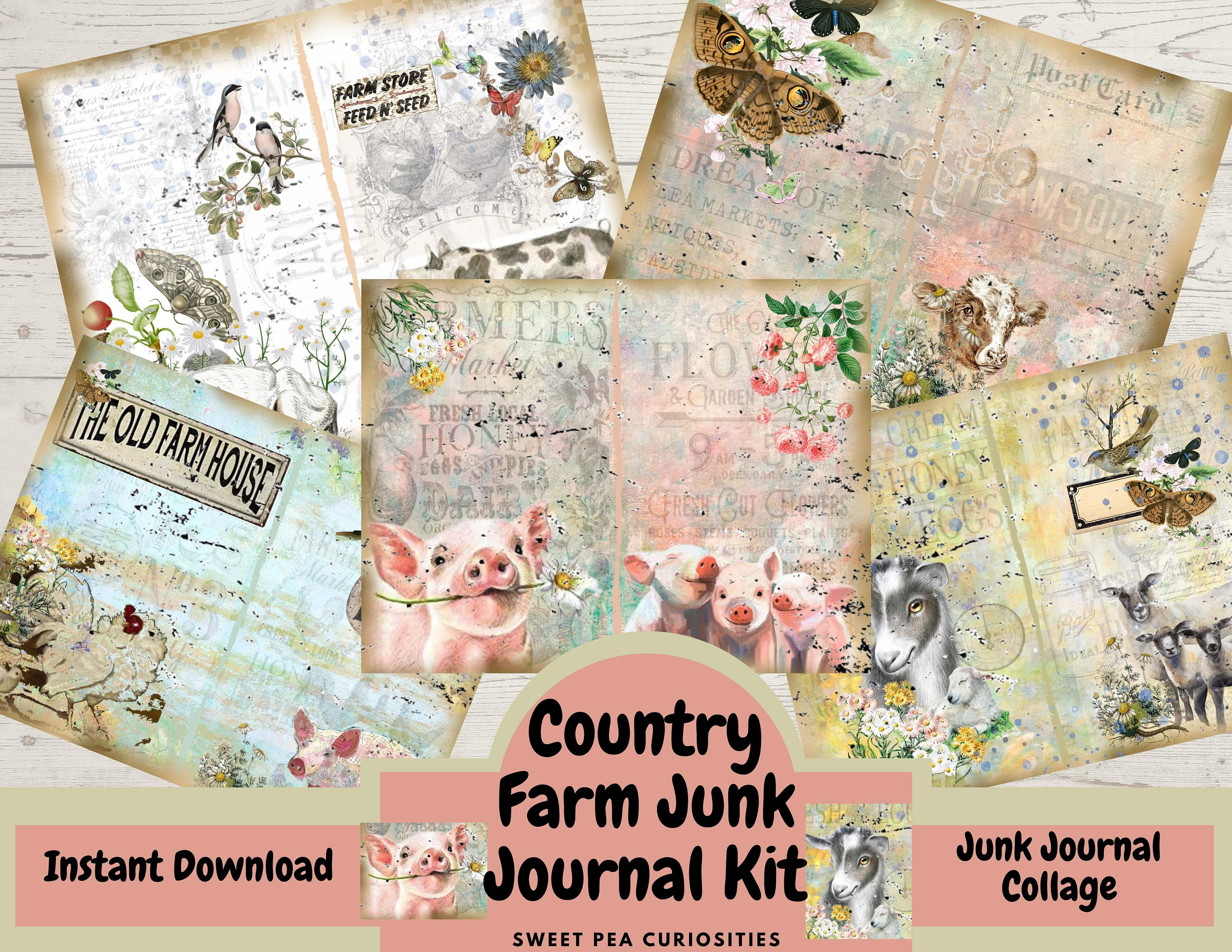 Country Farm, Junk Journal Kit, Junk Journal, Ephemera, Journal
