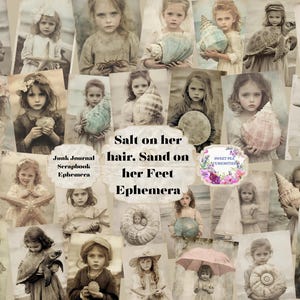 Efemere kust, Junk Journal Kit, Digitaal, Download, Afdrukbaar, Junk Journal, Grungy, Kaarten, Plakboek, Efemere, Zand, Oceaan, Schelpen