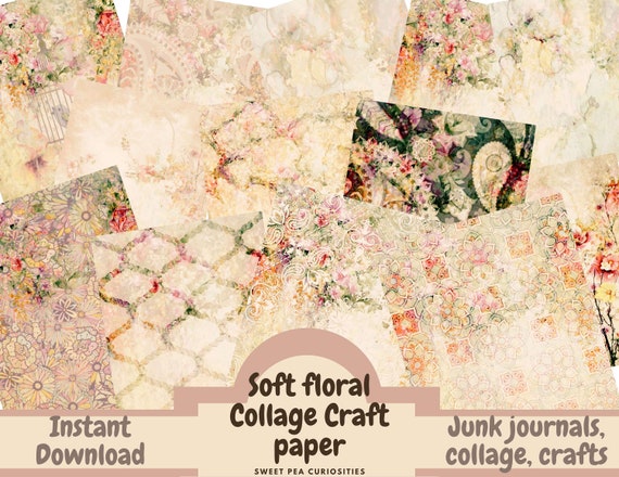 Pink Junk Journal Kit Scrapbook Botanical Ephemera Book Flower s vintage  pattern