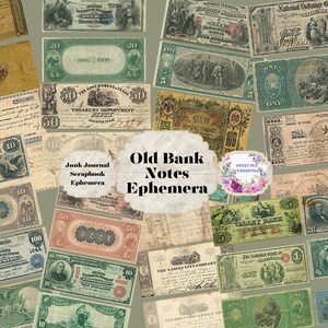 Banknoten, Collage Papier, Junk Journal, Mixed Media, Ephemera, Digital Kit, Printable, Journals, Vintage Papier, Scrapbook, bujo, art