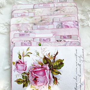 9, Shabby Chic, ROZE, Bestandsmappen, Zakken, Tags, Kit, Digitaal, Downloaden, Afdrukbaar, Junk Journal, Collage, Scrapbook, Benodigdheden, Ephemera