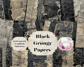 Grunge, Black, Grey, Paper, Vintage, Digital, Download, Printable, Junk Journal, Collage, Scrapbook, Supplies, Ephemera, Mixed Media