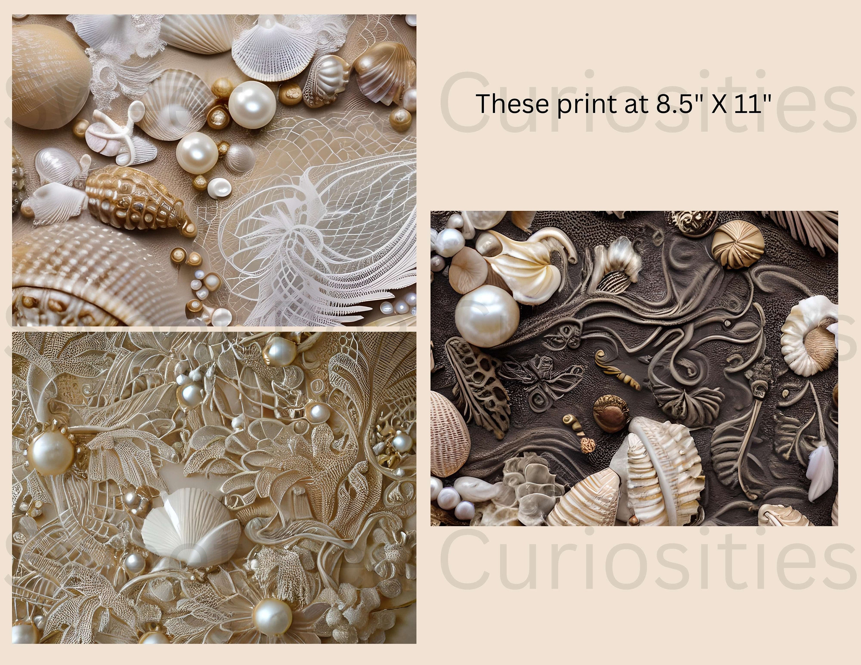 Junk Shells Junk Journal Kit, Printable, Download, Digital, Sea, Ocean, Pearls ...