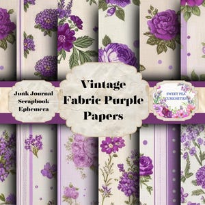 Paars, Materiaal, Bloemen, Papier, Junk Journal Kit, Digitale, Downloaden, Afdrukbare, Junk Journal, Collage, Plakboek, Efemer, Linnen, Naaien