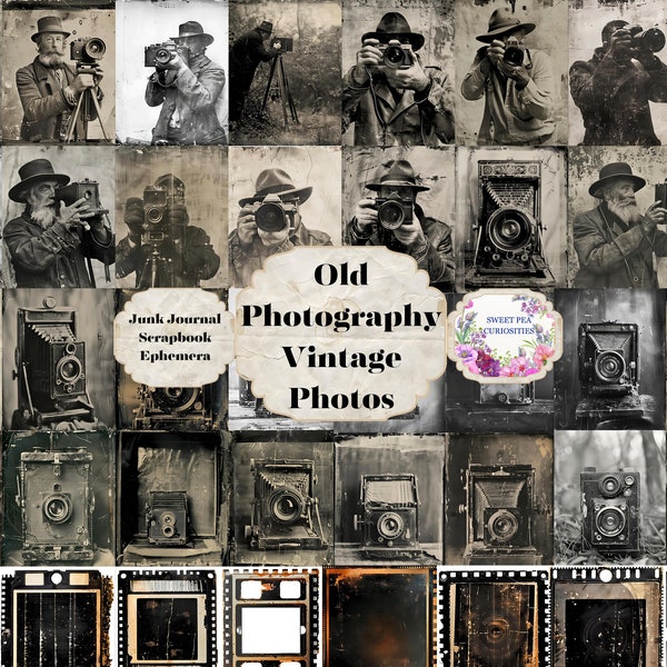 Old Photography, Paper, Vintage, Photos, Digital, Download, Printable, Junk Journal, Collage, Scrapbook, Supplies, Ephemera, Mixed Media