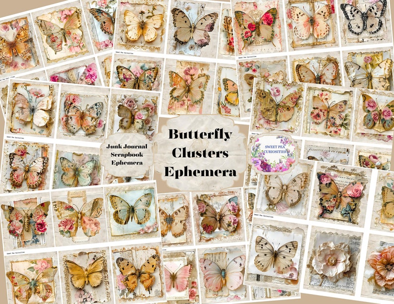 Butterfly Clusters, Junk Journal, Vintage, Printable, Digital Download ...