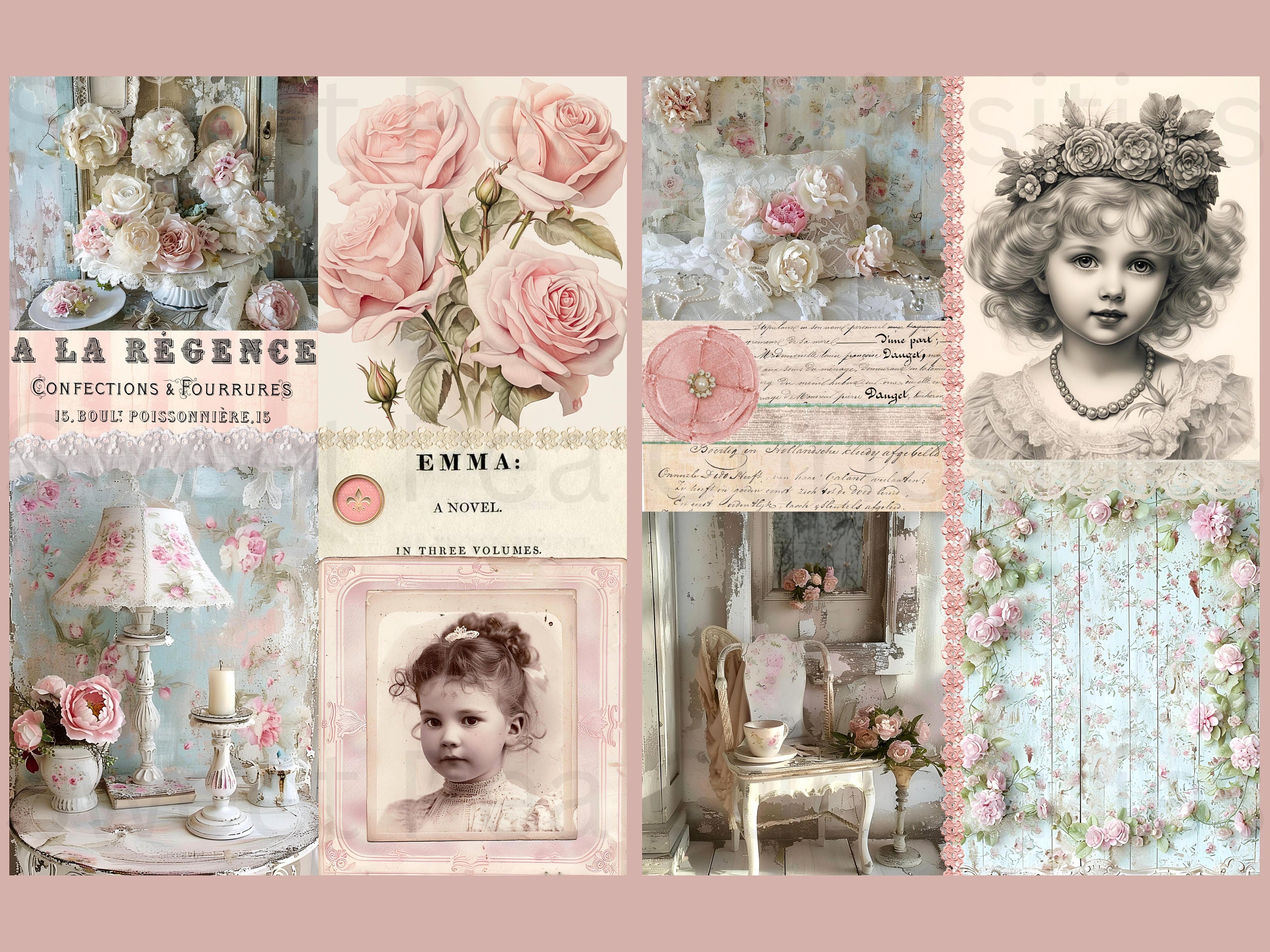 Shabby Chic, Tall Slim, Junk Journal Kit, Digital, Download, Printable ...