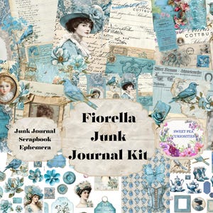Fiorella、ジャンク ジャーナル キット、デジタル、ダウンロード、印刷可能、ジャンク ジャーナル、コラージュ、スクラップブック、エフェメラ、紙、ファイル フォルダー、ポケット、タグ