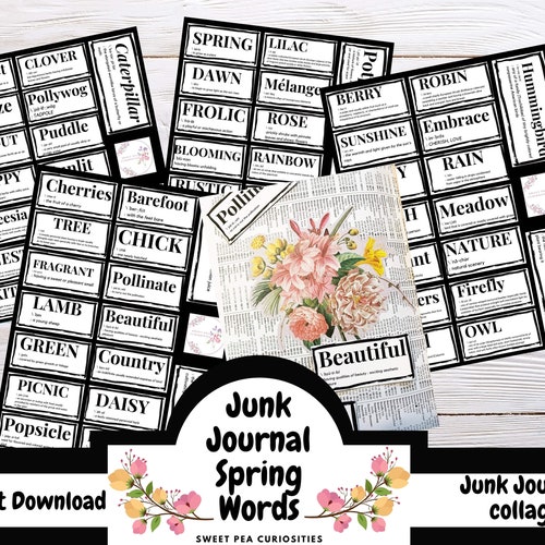 Spring Dictionary Definition Words Junk Journal Supplies Etsy