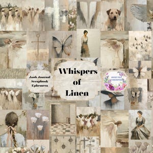 Flüstern von Leinen, Papier, Junk Journal Kit, Digital, Download, bedruckbar, Junk Journal, Scrapbook, Ephemera, Mixed Media, Shabby Chic, grunge