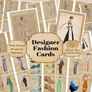 Biglietti di moda firmati, vintage, da scaricare, stampabili, digitali, diario spazzatura, collage, album di ritagli, effimeri, kit diario spazzatura, carta, donne immagine 1