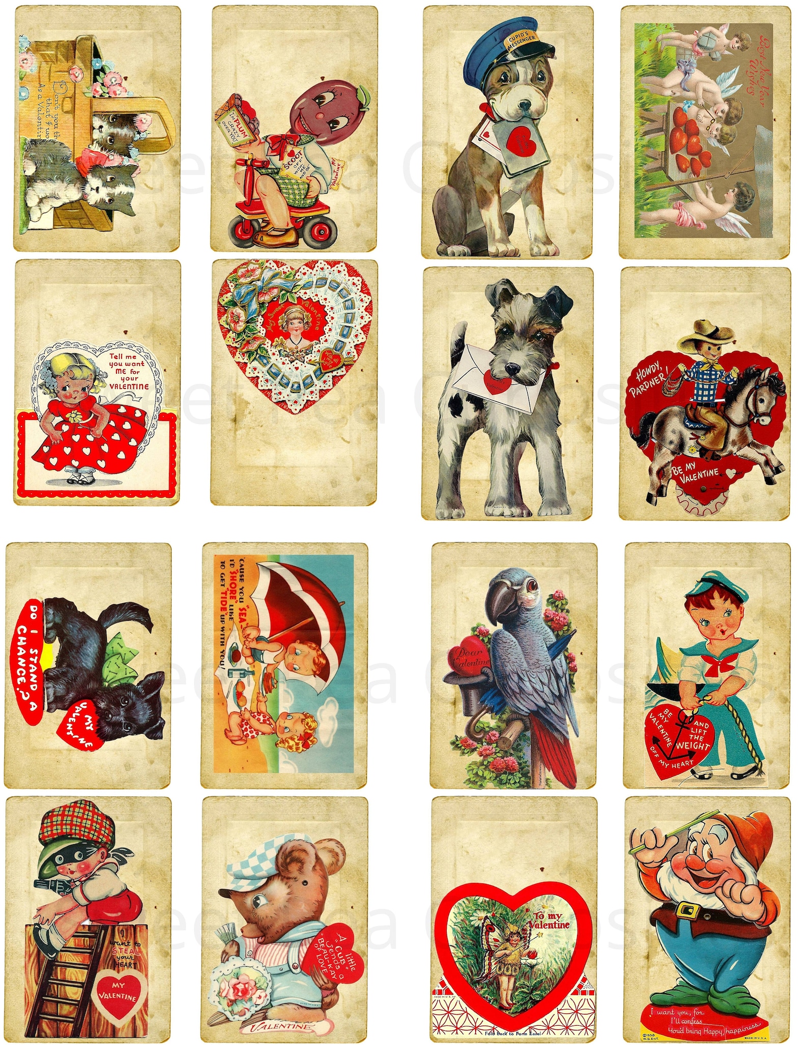 120 Vintage Valentine Day Cards Digital Download Junk - Etsy