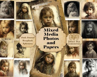 Kit per diario di scarto, stampabile, foto, tecniche miste, download, digitale, diario di scarto, effimeri, collage, vintage, carte, album, grunge