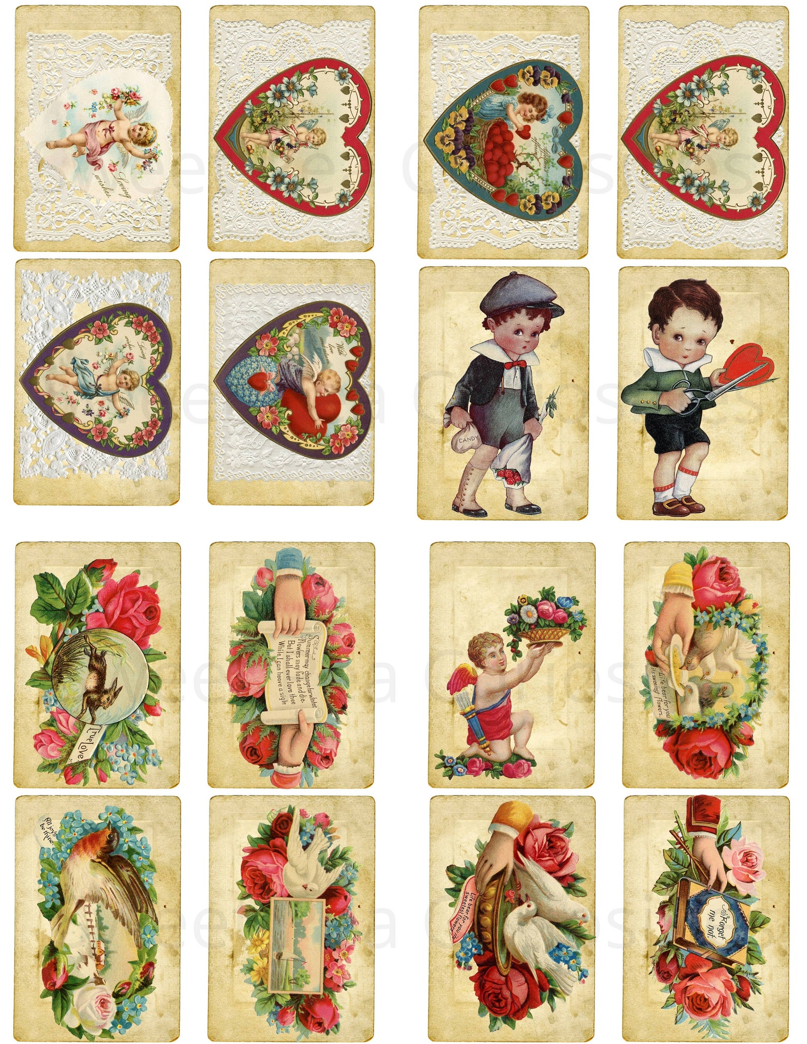 120 Vintage Valentine Day Cards Digital Download Junk | Etsy