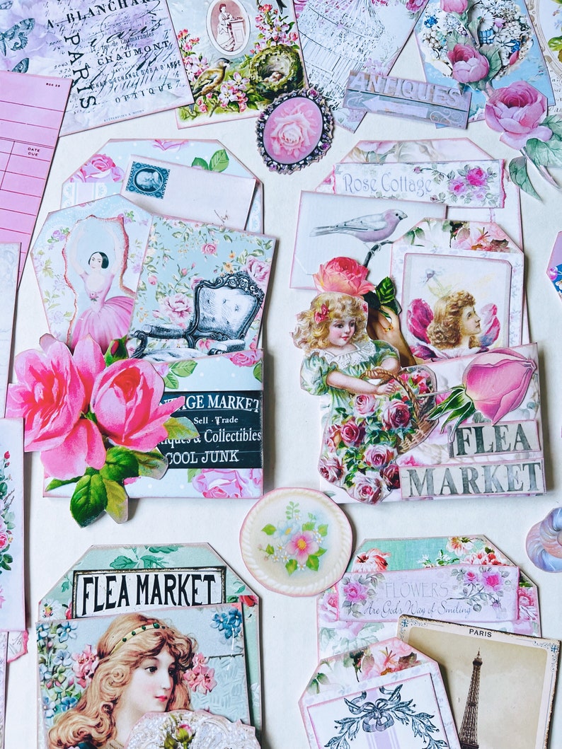 Shabby Chic, Pocket Tags, Loaded Envelope, Junk Journal Kit, Printable ...