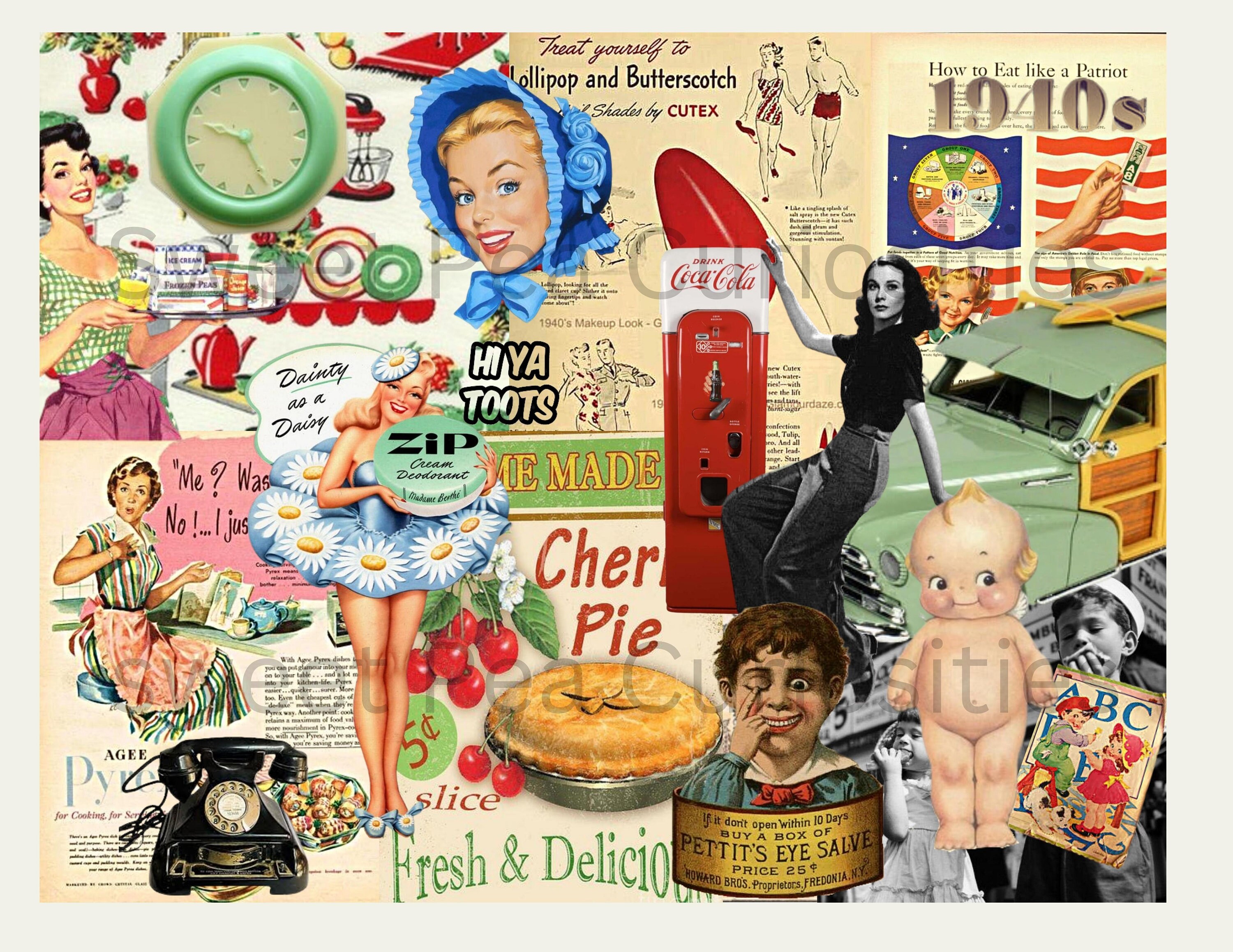 Junkjournal*『』 Junk Journal Kit, 1940's , Download, Printable, Digital