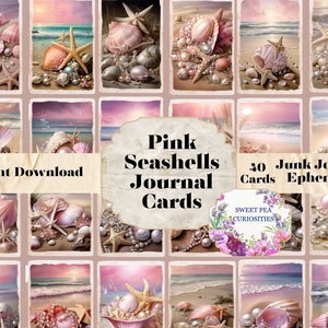 Printable, Download, Digital, Seashells, Ocean, Junk Journal, Supplies, Kit, Ephemera, Collage, Vintage, Papers, Scrapbook, Vintage, Art