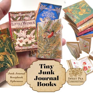 Tiny Books, Book covers, Junk journal, mixed media, collage, scrapbook, junk journal kit, mini Book, printable, digital download, craft kit