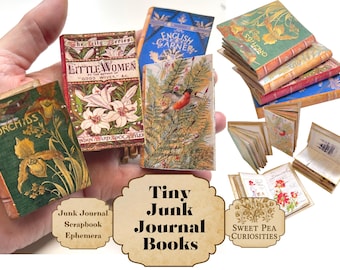 Tiny Books, Book covers, Junk journal, mixed media, collage, scrapbook, junk journal kit, mini Book, printable, digital download, craft kit
