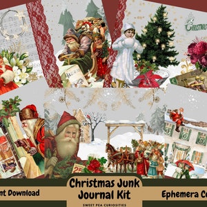 Christmas, Junk Journal kit, Digital, Download, Printable, Journal supplies, Collage, Scrapbook, Ephemera, Vintage, Paper, Mixed media, Art