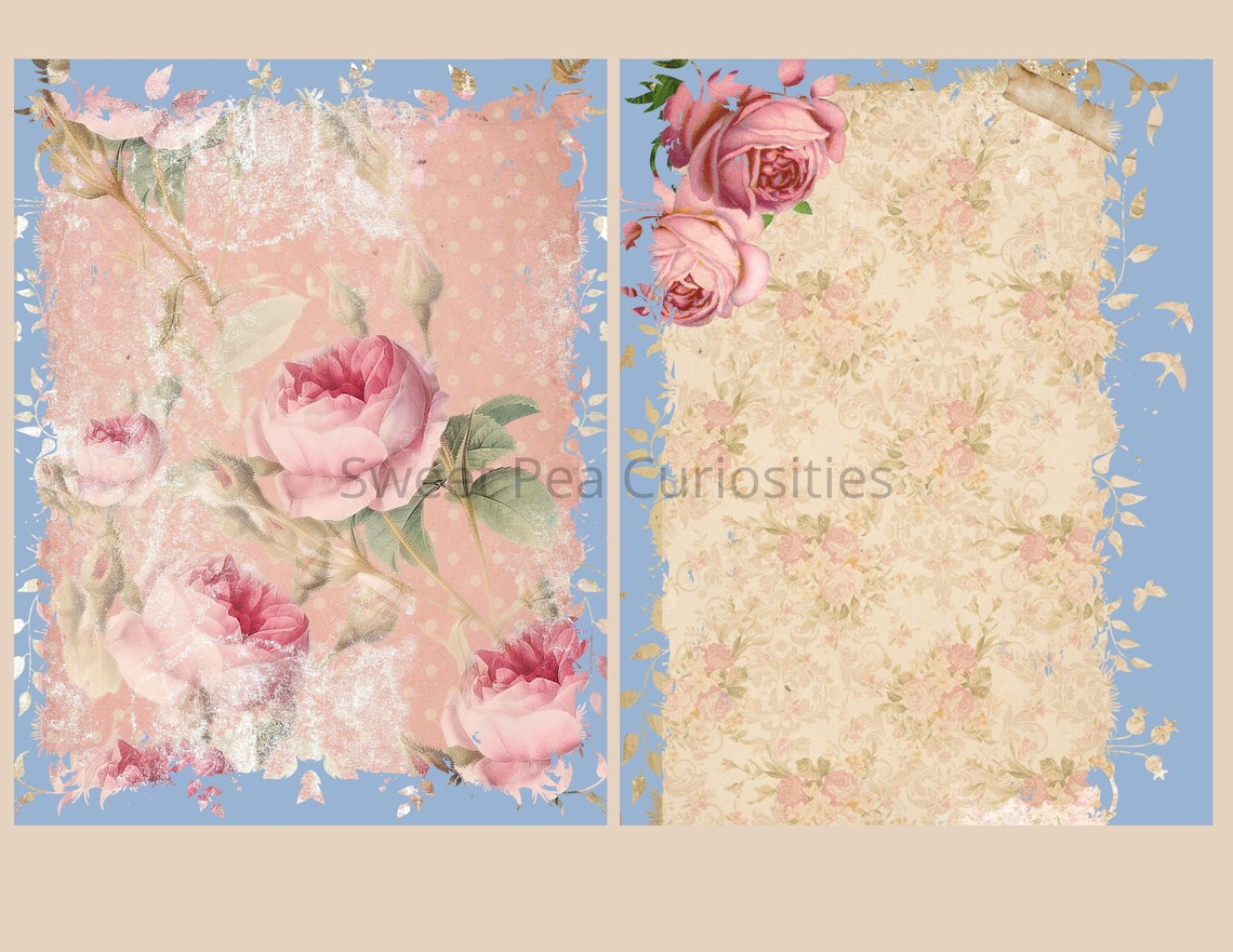 Shabby Chic Papers Digital Download Printable Junk Journal - Etsy