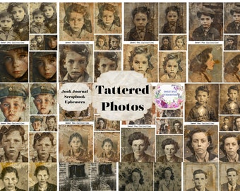 Tattered, Photos, Mixed Media, Junk Journal, Vintage, Printable, Digital Download, Junk Journal kit, Collage, Scrapbook, Pack, Ephemera, kit