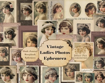 Digital, Download, Imprimível, Lindas Mulheres, Vintage, Fotos, Diário de Arte, Efêmeros, Colagem, Álbum de Recortes, Papel, Sweet Pea Curiosities