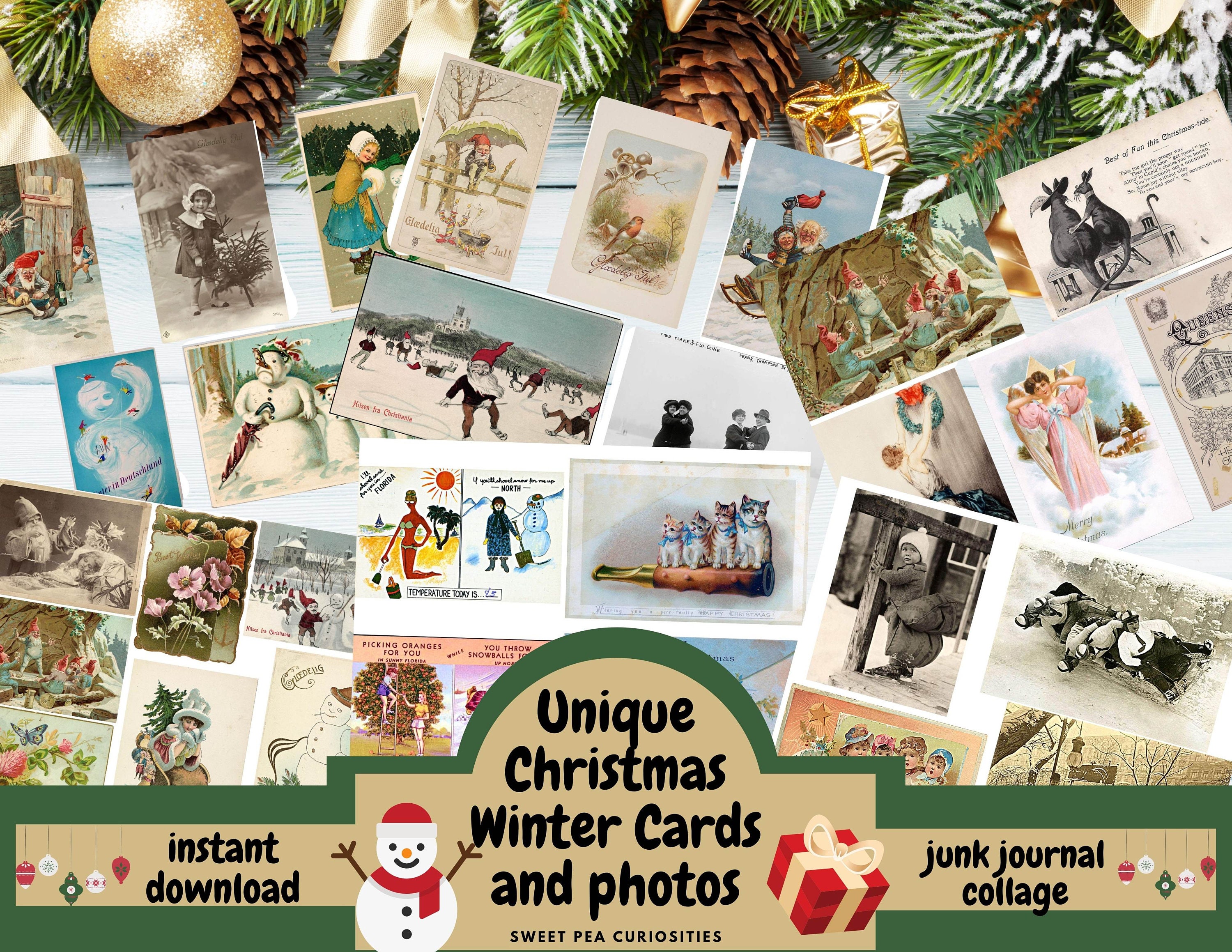 mixed holiday ephemera vintage junk journal supplies collage scrapbook