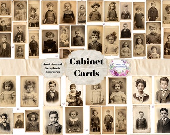 Cabinet Cards, Paper, File Folders, Pockets, Photos, Digital, Download, Printable, Junk Journal, Collage, Scrapbook, Supplies, Ephemera