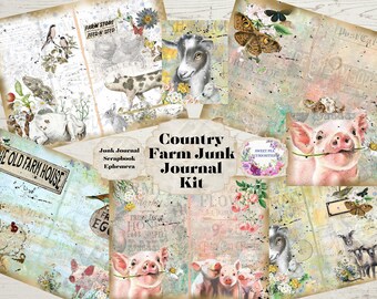 Country Farm, Junk Journal kit, junk journal, ephemera, journal, mixed media, bujo, scrapbook, printable paper, vintage ephemera, download
