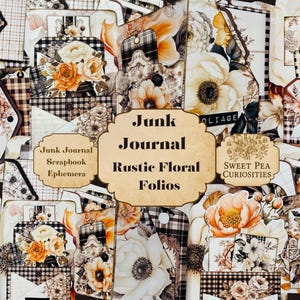 Rustic Floral Folio, Paper, File Folders, Pockets, Kit, Digital, Download, Printable, Junk Journal, Collage, Scrapbook, Supplies, Ephemera