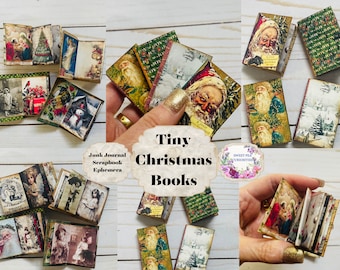 Christmas Tiny Books, Digital, Download, Printable, Junk Journal, Scrapbook, Ephemera, Ornament, Craft Kit, Gift, Tag, Miniature, Book