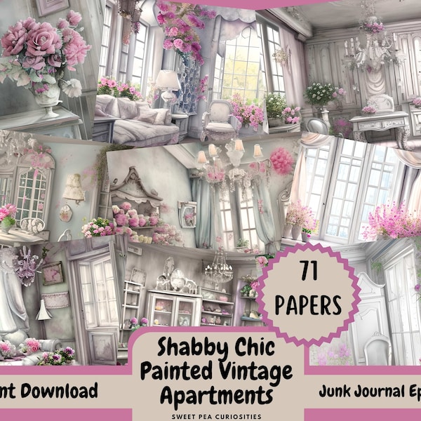 Shabby Chic, Junk Journal, Digital, Download, Printable, Ephemera, Collage, Scrapbook, Junk Journal Supplies, Pink, Vintage, Painted, Paris