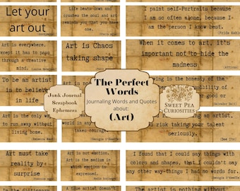 ART Quotes, Digital Inspirational Words, Printable Junk Journaling Words, Junk Journal Words, Best Collage Ephemera, Vintage Words Quotes,
