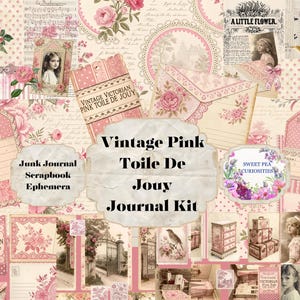 Toile de Jouy, shabby chic, kit de journal indésirable, numérique, téléchargement, imprimable, journal indésirable, collage, scrapbooking, éphémères, papier, pochettes