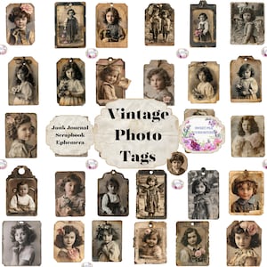 Vintage Foto, Tags, Papier, Digital, Download, bedruckbar, Junk Journal, Collage, Scrapbook, Zubehör, Ephemera, Mixed Media, Journal, Kit