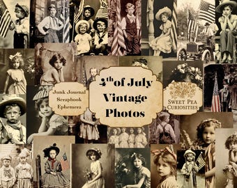 4th of July, Vintage, Photos, Junk Journal Kit, Digital, Download, Printable, Junk Journal, Grungy, Scrapbook, Ephemera, Grunge, Mixed Media