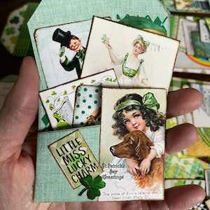 St. Patricks, Pocket Tags, Loaded Envelope, Junk Journal Kit, Printable Ephemera, Collage Sheet,Paper, Vintage, Scrapbook, Download,pack