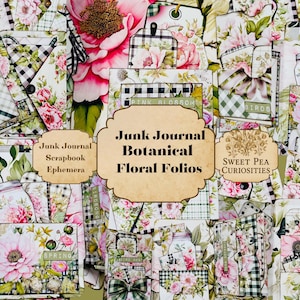 Botanical Folio, Paper, File Folders, Pockets, Kit, Digital, Download, Printable, Junk Journal, Collage, Scrapbook, Supplies, Ephemera