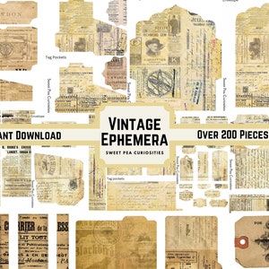 200 Pieces Vintage Scrapbook Supplies Pack For Junk Journal