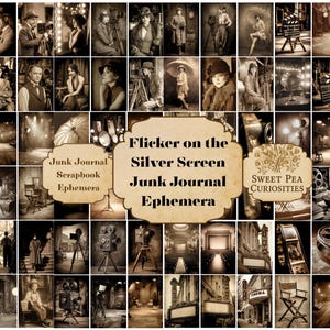 Silver Screen, Junk Journal Kit, Digital, Download, Printable, Junk Journal, Collage, Scrapbook, Ephemera, Vintage, Movie, Hollywood
