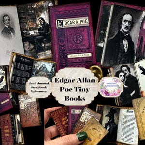 Edgar Allan Poe, Livros pequenos, Digital, Download, Imprimível, Diário de lixo, Álbum de recortes, Efêmera, Ornamento, Kit de artesanato, Etiqueta, Miniatura, Livro
