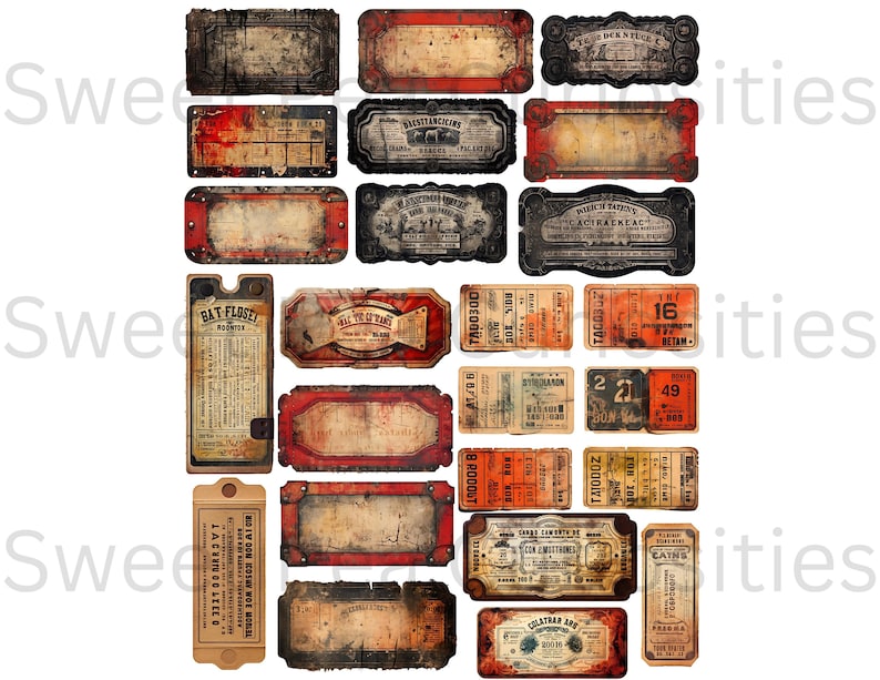 Junk Journal, Printable, Labels, Numbers, Mixed Media, Download, Digital, Junk Journal, Ephemera, Collage, Vintage, Scrapbook, Grunge image 3