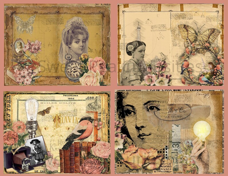 Victorian Grunge Junk Journal Kit Digital Download Etsy