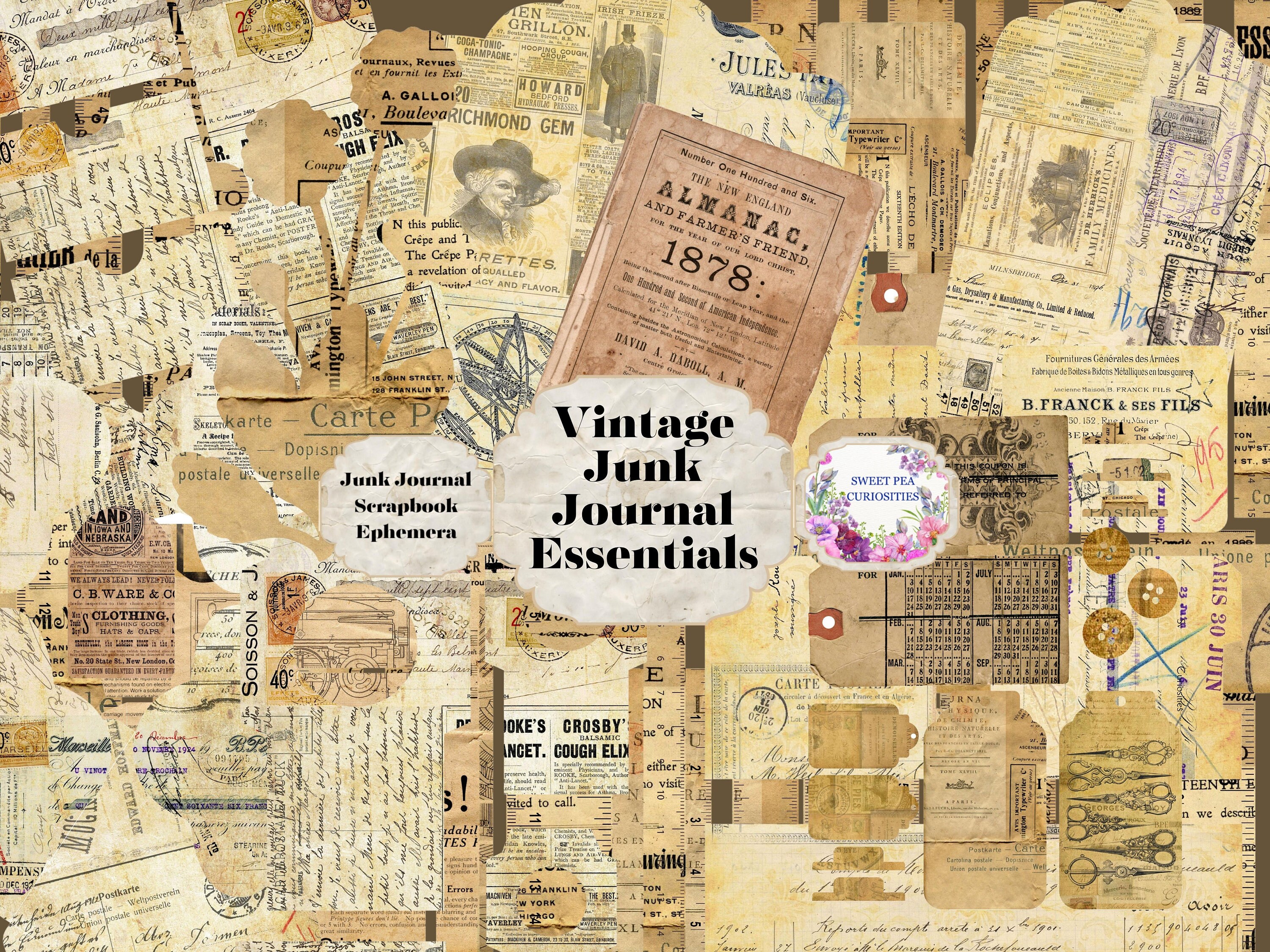 Junk Journal, Essentials, Printable, Download, Digital, Junk Journal Supplies, Ephemera, Vintage ...