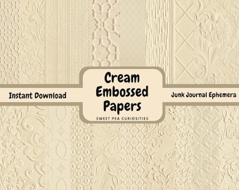 Embossed, Vintage Papers, Digital, Download, Printable, Junk Journal, Ephemera, Collage, Scrapbook, Junk Journal Supplies, Mixed Media, Art