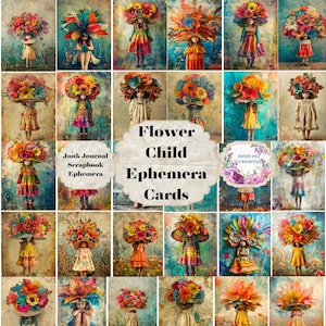 Blumenkind, Junk Journal Kit, digital, Download, bedruckbar, Junk Journal, Collage, Scrapbook, Ephemera, Papier, Taschen