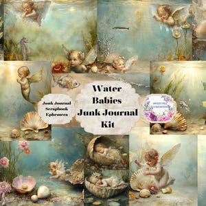 Junk Journal Kit, Digital, Download, bedruckbar, Junk Journal, Wasserbabys, Sweet Pea Kuriositäten, Scrapbook, Ephemera, Papier