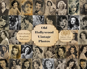 Old Hollywood, Paper, Vintage, Photos, Digital, Download, Printable, Junk Journal, Collage, Scrapbook, Supplies, Ephemera, Mixed Media