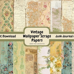 Tapete, Vintage Papiere, Digital, Download, druckbar, Junk Journal, Ephemera, Collage, Scrapbook, Junk Journal Supplies, Mixed Media, Kunst
